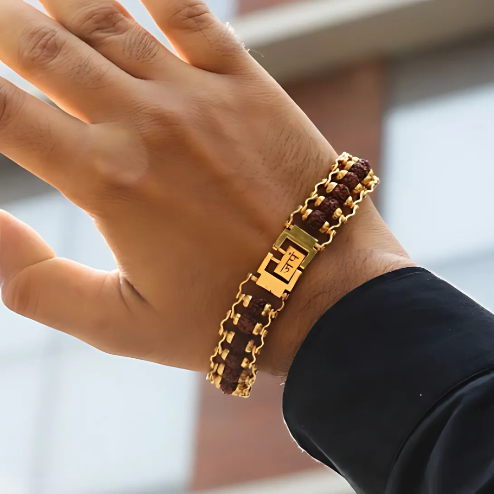 Mystic Aura-Plated Rudraksha Bracelet