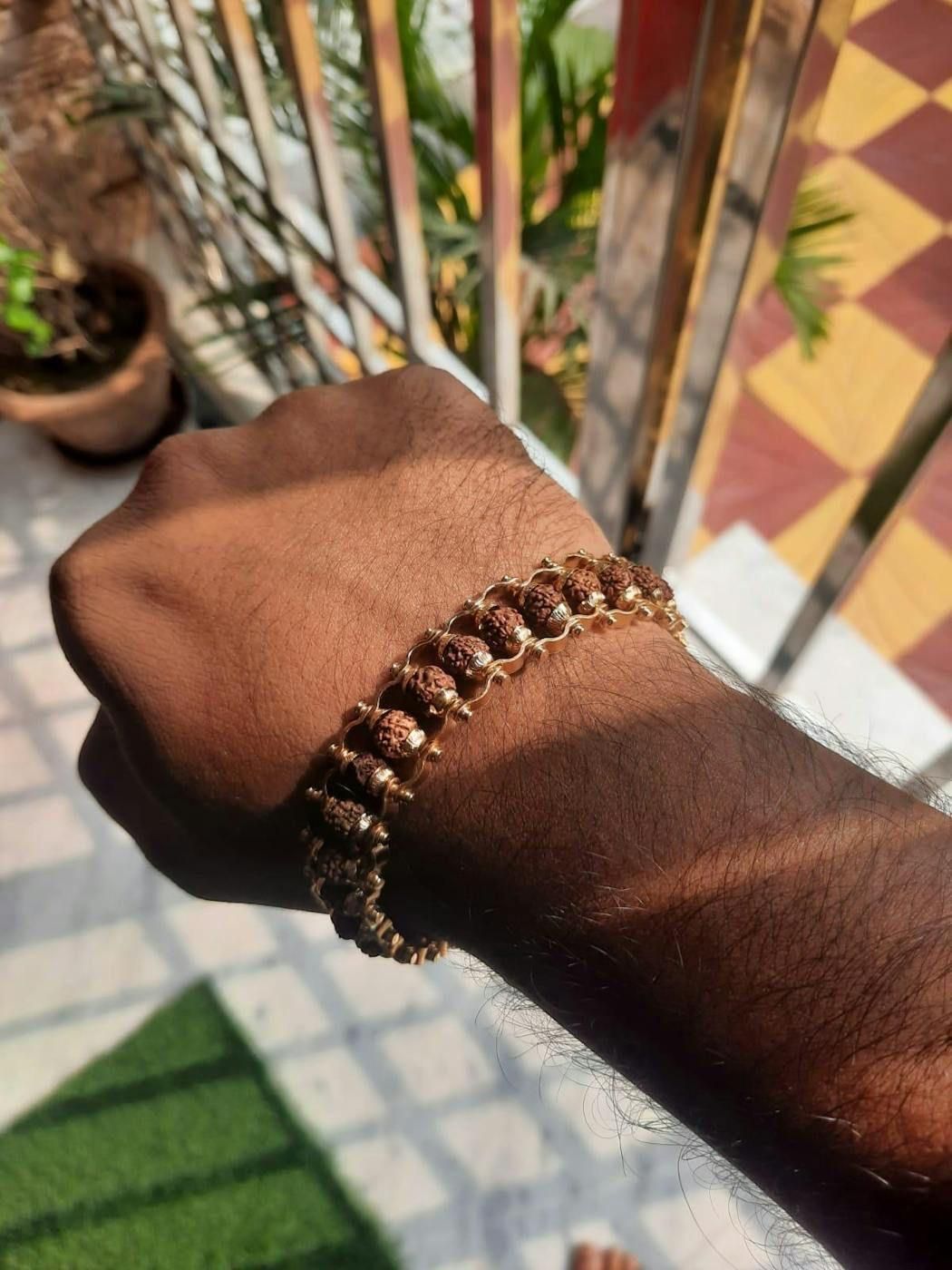 Mystic Aura-Plated Rudraksha Bracelet